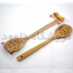 کفگیر چوبی سوراخ دار سرکج گرد