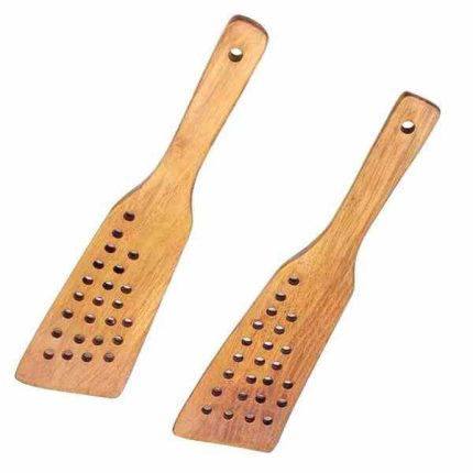 کفگیر چوبی سوراخ دار سرکج