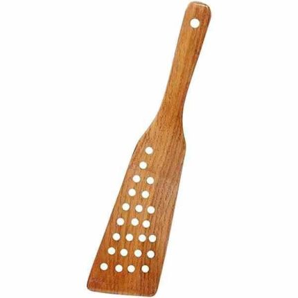 کفگیر چوبی سوراخ دار سرکج