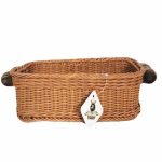 سبد حصیری میوه دسته چوبی