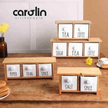 دراور جا ادویه 3 کشو بزرگ سرامیکی کارولین