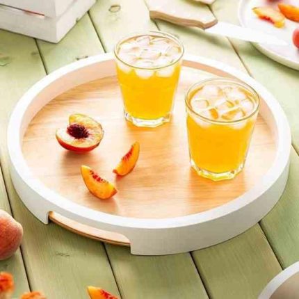 سینی سرو گرد چوب دسته دار رایکا