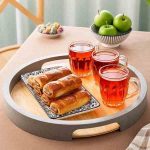 سینی سرو گرد چوب دسته دار رایکا